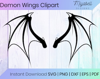 Demon Wings Clipart, Bat Wings (svg, png, eps, dxf) Digital File