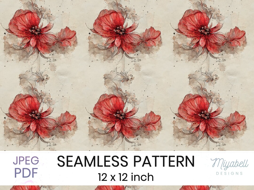 Red Poppy Flower Seamless Pattern Vintage Scarlet Flower - Etsy