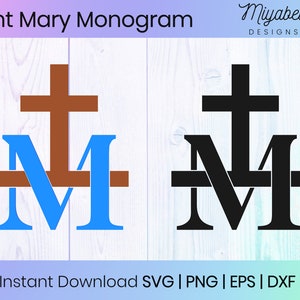 Monogram van de heilige Maria van de wonderbaarlijke medaille, svg, pdf, png, eps, dxf, commercieel gebruik, clipart, afdrukbare, Cricut, gesneden bestanden, digitaal bestand