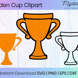 Golden Cup Clipart, Gold Goblet Vector, Formato svg, png, eps, dxf, pdf, Uso comercial, Clipart, Imprimível, Cricut, Arquivos de corte, Arquivo digital