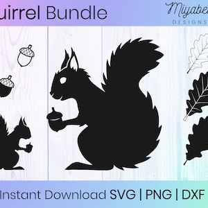Squirrel Bundle SVG, Oak Leaves Nuts Acorns SVG, svg, png, eps, dxf, Commercial Use, Clipart, Printable, Cricut, Cut Files, Digital File