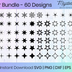 スター バンドル SVG、スパークル バンドル SVG、スター カット ファイル DXF、クリップアート、印刷可能、クリカット、カット ファイル、デジタル ファイル