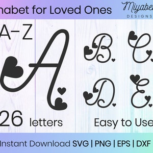 Heart Monogram, Love Valentines Alphabet, svg, png, eps, dxf, pdf, Commercial Use, Clipart, Printable, Cricut, Cut Files, Digital File