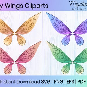 Fairy Wing Clipart Bundle, Fantasy Wings, Format svg, png, eps, pdf, Commercial Use, Clipart, Printable, Cut Files, Digital File