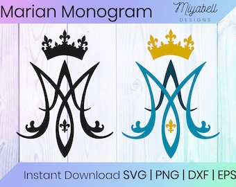 Marian Monogram SVG, Christian SVG, Saint Mary, svg, png, eps, dxf, Commercial Use, Clipart, Printable, Cricut, Cut Files, Digital File