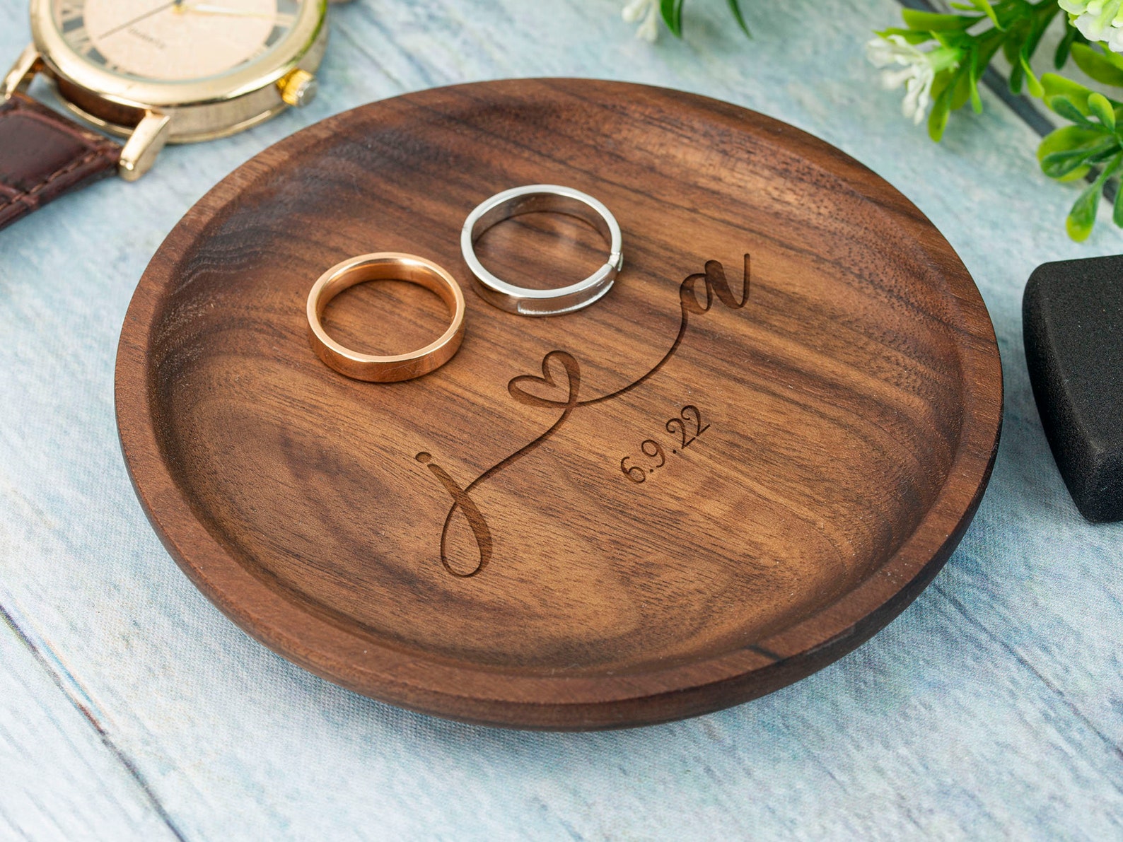 Personalized Wood Ring Dish Ring Holder Engagement Ring Dish Etsy