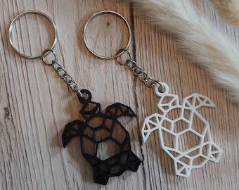 Schildkröten Schlüsselanhänger/Taschenanhänger, 3D gedruckt, Einzigartiges Geschenk, Schwarz, Weiß , PLA/Kunststoff