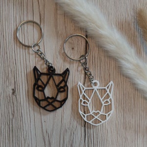 Cat Keychain/Bag Charm, 3D Printed, Unique Gift, Black, White , PLA/Plastic