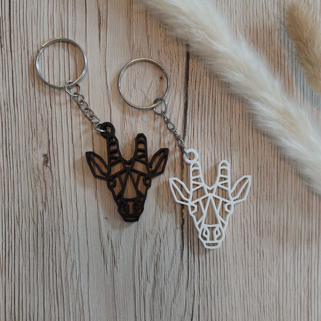 Pixly Portachiavi Personalizzato A Forma Di Giraffa, Stampa Fronte/retro, Trasparente Con Dettagli Arancioni, Regalo Per Bambini