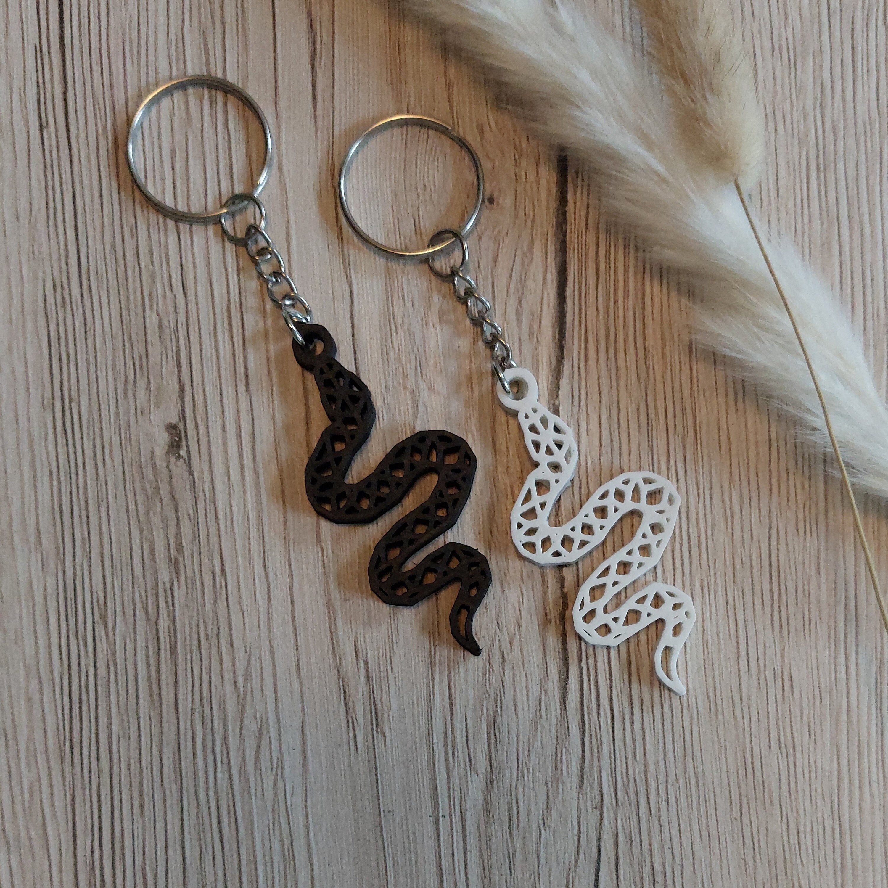 Snake Keychain bag Charm 3D Printed Unique Gift Black White Pla plastic Etsy