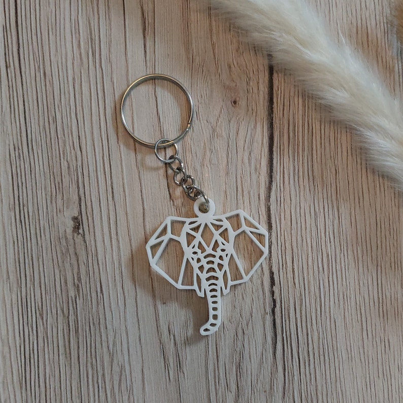 Elephant Keychain/bag Charm, 3D Printed, Unique Gift, Black, White, Pla ...