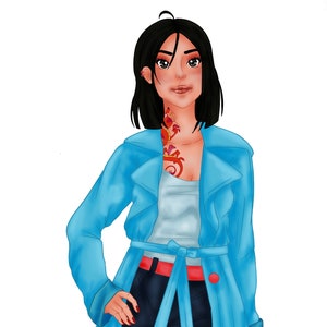 Modern Mulan Digital Drawing Art Print