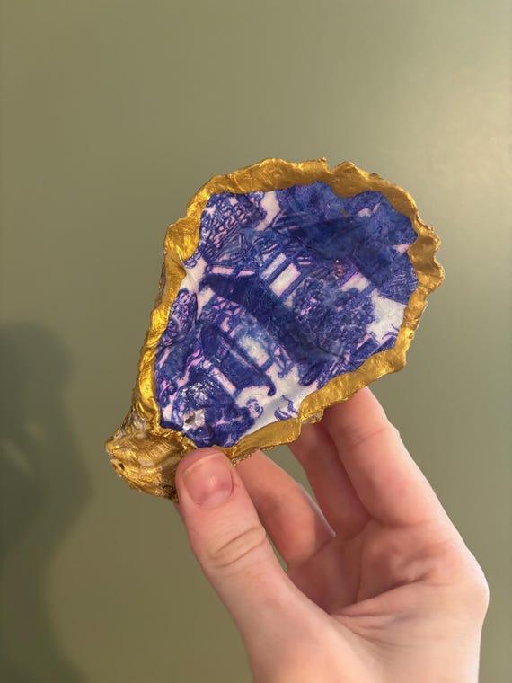 Gilded Oyster Shell Ring Dish - image 1