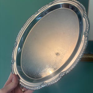 Vintage Silverplate Oblong Scalloped Serving Tray