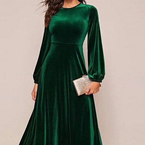 Womens Emerald Green Velvet Dress Midi Dress Evening Ball Gown - Etsy UK