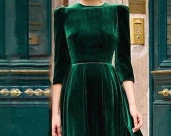 Emerald Green Velvet dress/ Velvet Bridesmaid Dress/ Velvet Midi Dress/ Velvet Maxi dress/ Winter Dress/ Christmas Gift For Her