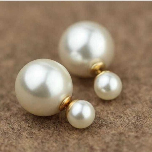 Double Pearl Earring Etsy