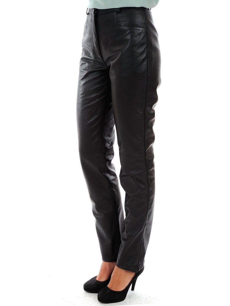 Women Genuine Leather Pants Custom Made Black Leather Pant Trouser