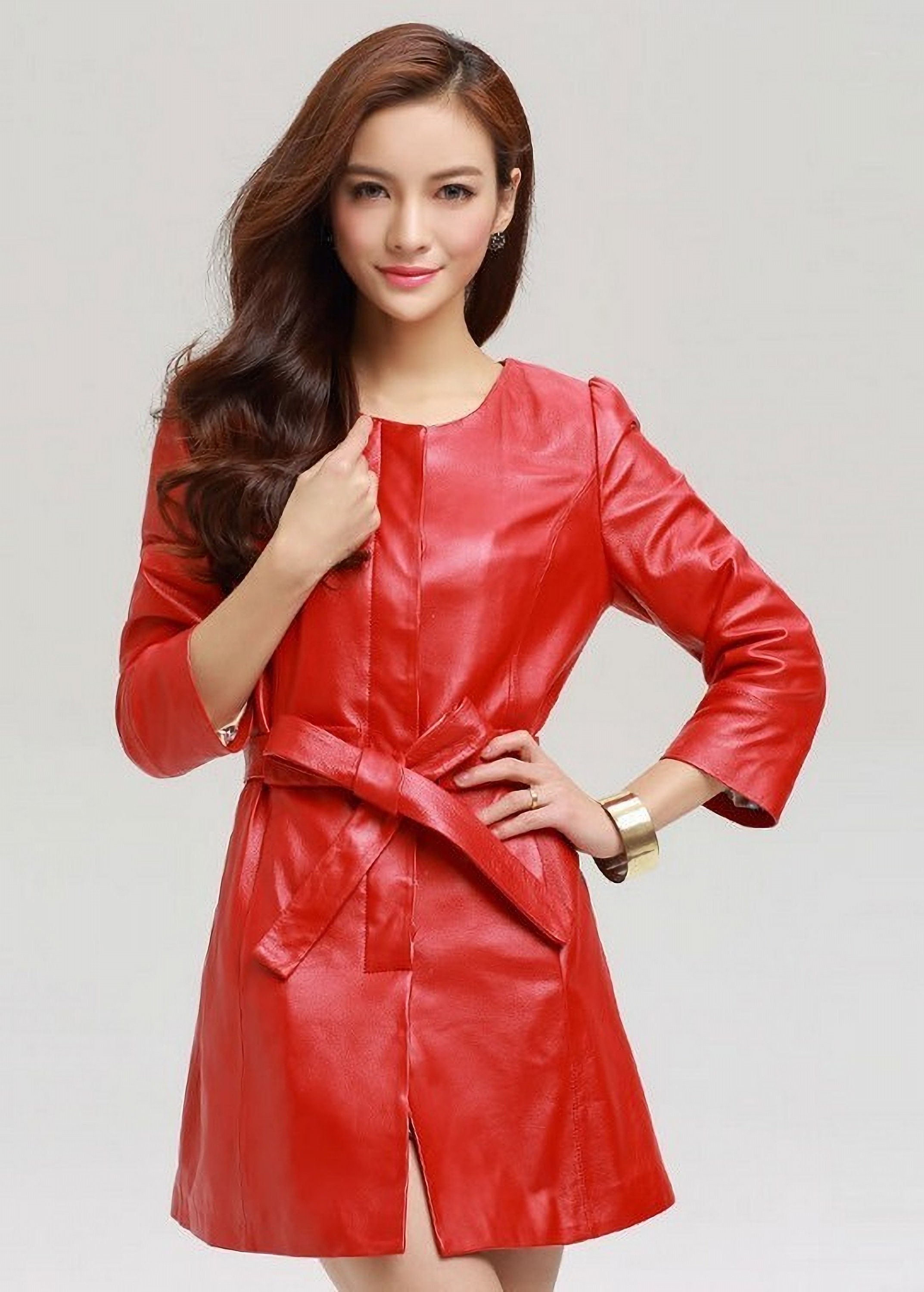 Red Leather Dress - Etsy