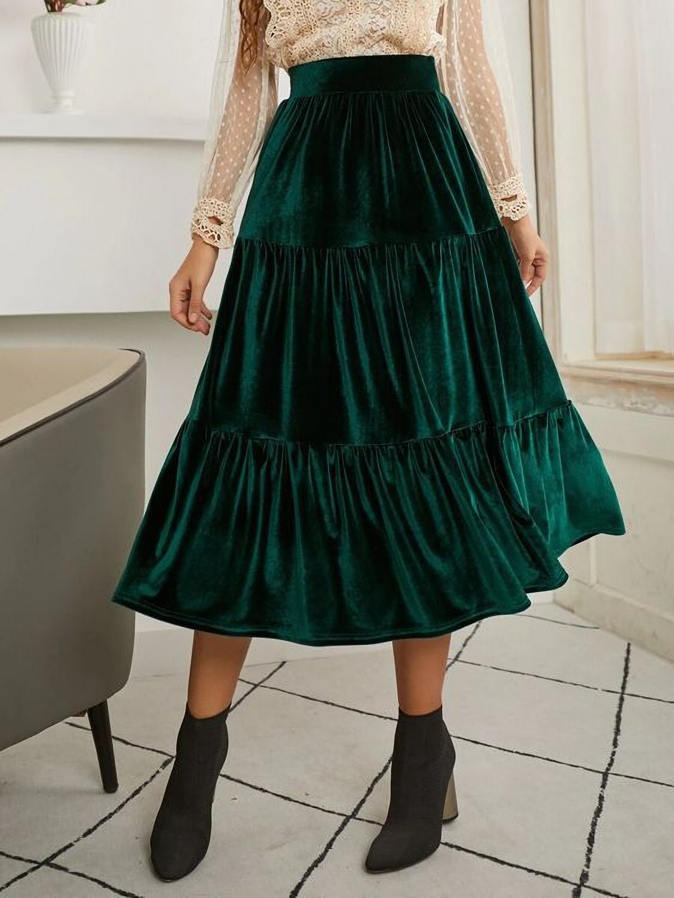 midi skirt velvet