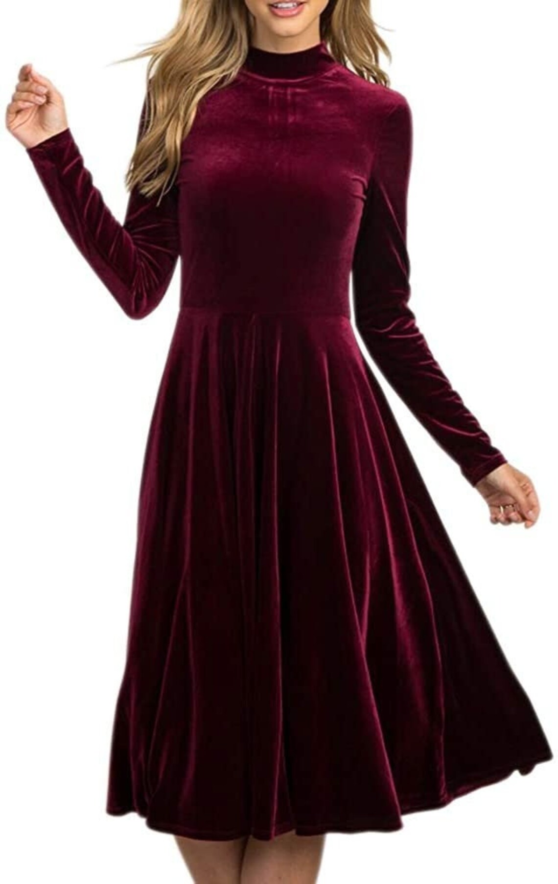 Burgundy Print Midi Dress main image 1