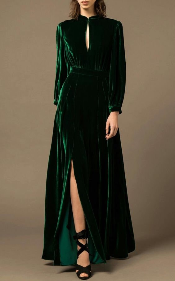 Emerald Green Velvet Dress Wedding Dress Women Long Formal - Etsy UK