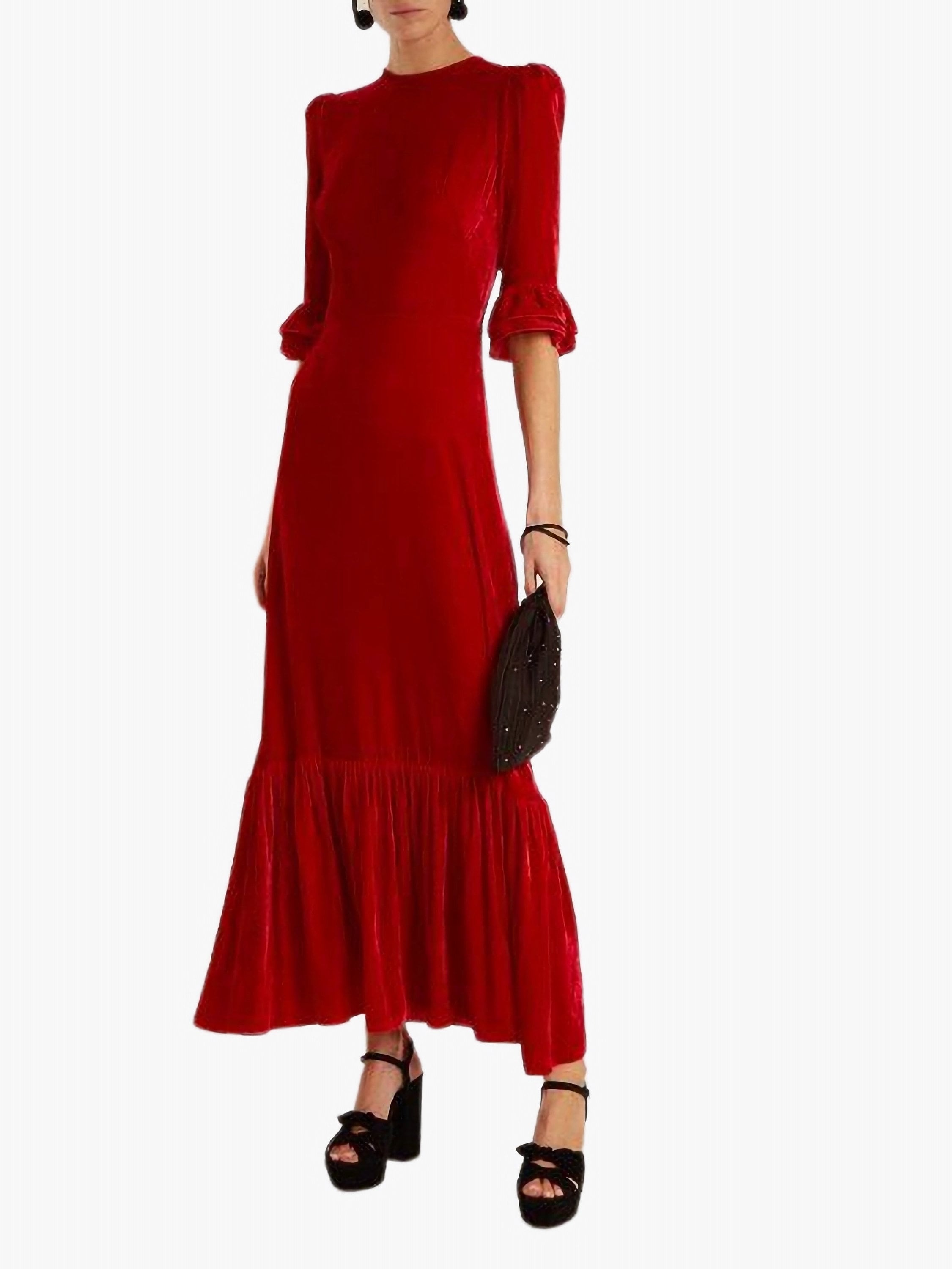 Christmas Dress Women Holiday Dress Red Velvet Dress Red Etsy