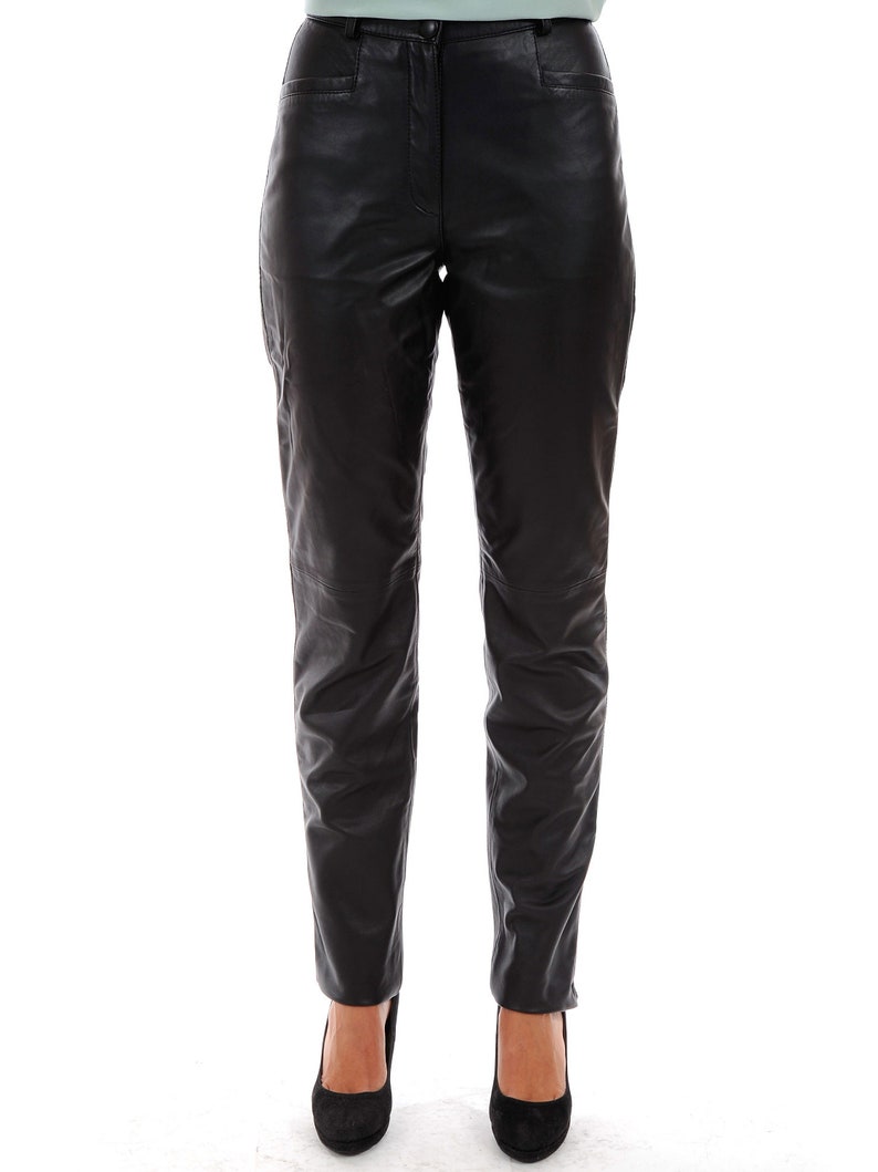 Women Genuine Leather Pants Custom Made Black Leather Pant Trouser