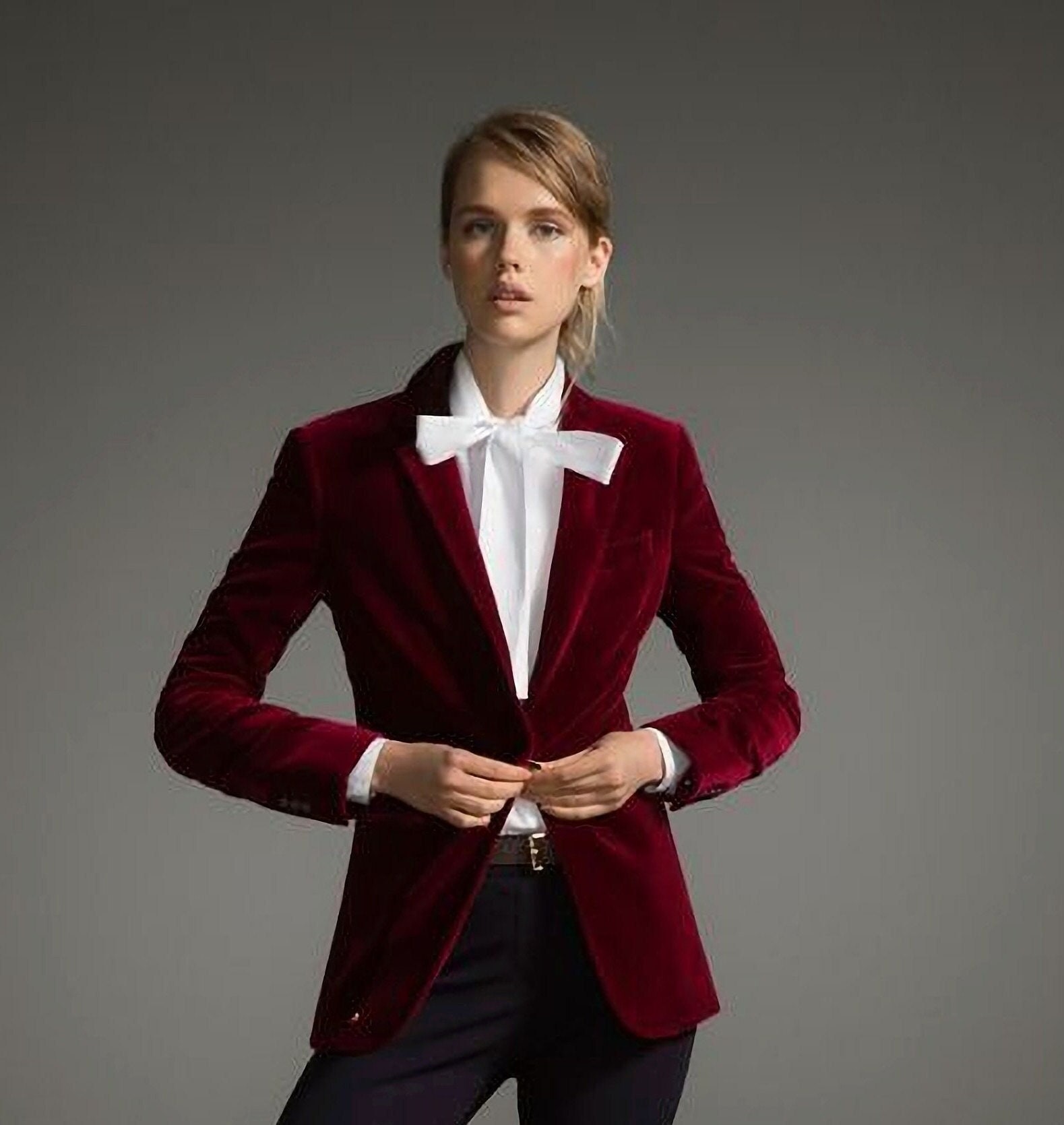 Red Velvet Blazer - Etsy