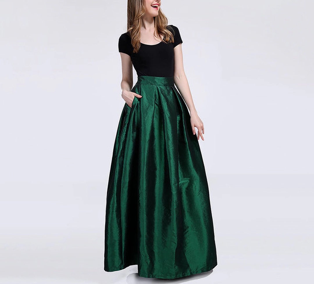 Emerald Long Taffeta Skirt for Women, Formal Maxi Skirt, Bridal Skirt — free download