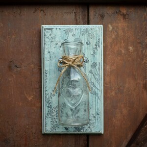 Wall Wood Glass Vase / Shabby Chic / Wall Hanging / Wall Decoration image 6