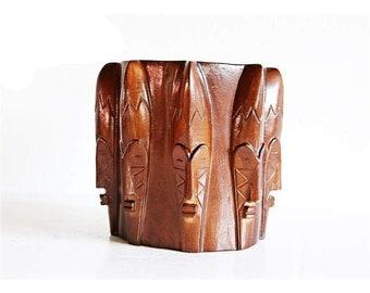 Masked Light 9-Vintage Masks Table Lamp from West Africa - Authentic - Made in Africa