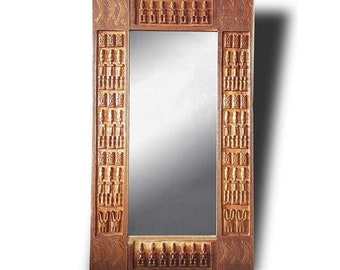West African Wall Decor Intagliato a mano Malian Dogon Wall Art Mirror Frame Naturale - Autentico - Made in Africa