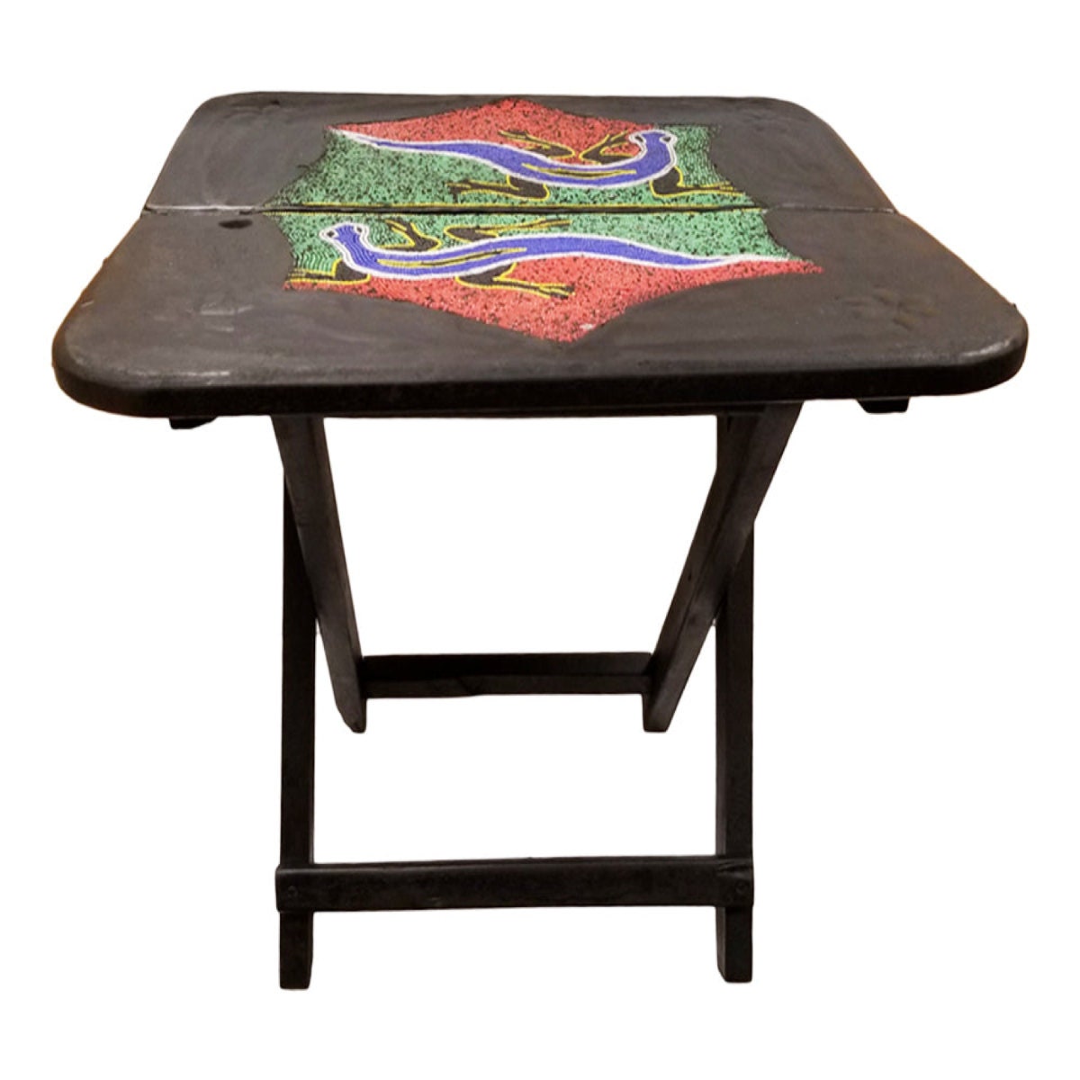 West African Ghanaian Square Folding Portable End Table With