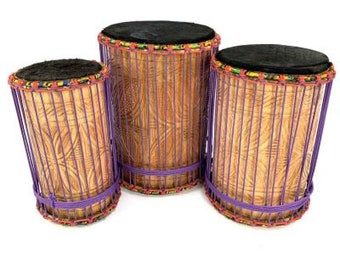 Ghana Dunun Set – Purple Flow- Authentic African Drums - Made in Africa