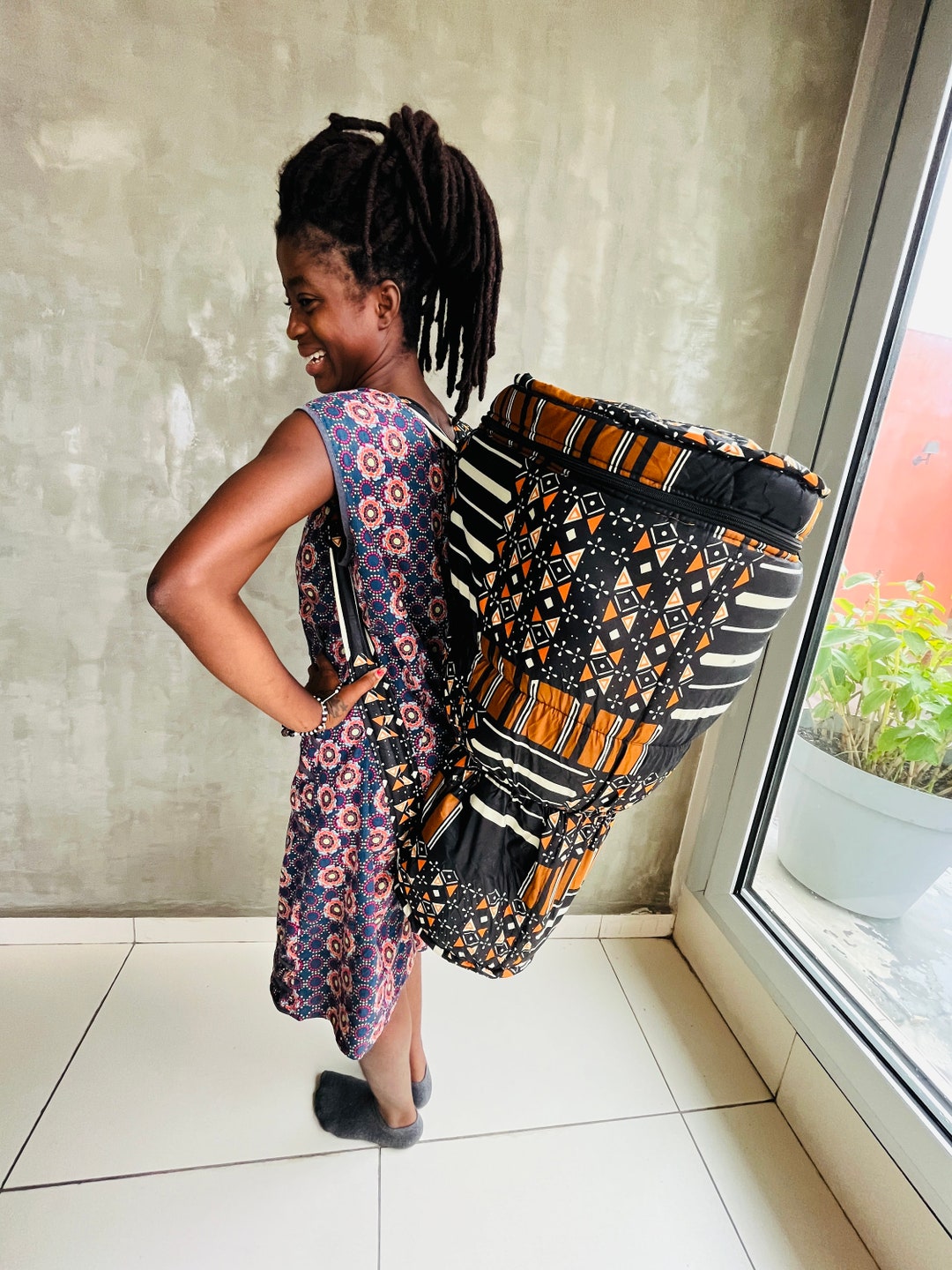 Djembe Drum Bag African Print & Fabric Transport Etsy