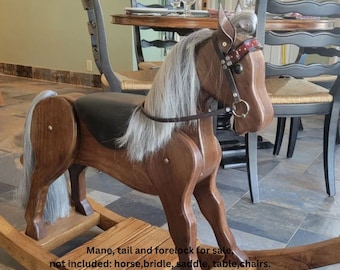 Rocking horse  hair , mane,tail, forelock, double thickness,9 inch wide 10 inch long vegan friendly simulated horse hair