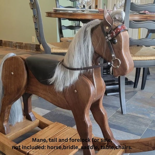 Rocking horse  hair , mane,tail, forelock, double thickness,9 inch wide 10 inch long vegan friendly simulated horse hair