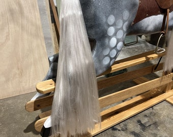 Rocking horse/hobby horse tail replacement vegan hair 28-30 inches long (76cm) attaches into hole at rear. naturel looking, easy to install