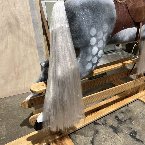 Rocking horse/hobby horse tail replacement vegan hair 28-30 inches long (76cm) attaches into hole at rear. naturel looking, easy to install