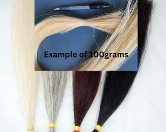 Clean Horse Tail hair 28- 30 inches (71-76cm) 100gram bundled horse tail hair in bulk. For Tail extensions, crafting, jewelry ,sporran