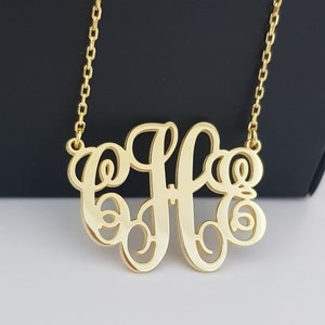 Silver Monagram Necklace, Custom Script Letter Monogram, Personalize Circle Monogram Necklace for Women, Personalized Monogram