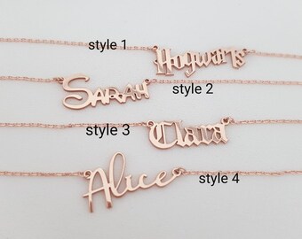 Dainty Name Necklace, 925K Silver Custom Nameplate, Disney Font Necklace, H.Potter Font Necklace, Old English Font Pendant, Christmas Gift