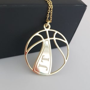 Custom Basketball Name Necklace, Silver Basketball Necklace, Basketball Gift