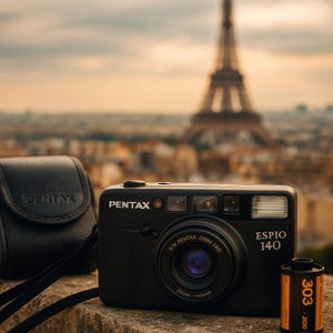 Pentax Espio 140 (Black) | 35mm Film Camera | Panoramic Zoom Point & Shoot | Working | With Case, Kodak Film + Battery Gift | 1990s Classic