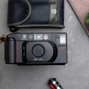 Working Minolta AF-DL - from 1990s - Twin Lens 35mm Point and Shoot film camera - tested - Camera Collector&#39;s gift + Kodak film + battery