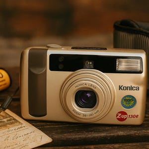 Konica Z-UP 130e | 1990s 35mm Point & Shoot Film Camera | 38–130mm Zoom Lens | Tested Working | Includes Kodak Film + Battery | Retro Gift