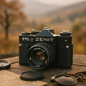 Zenit TTL SLR 35mm Film Camera + Helios 44M 58mm f/2 Lens + Leather Case | Tested USSR Vintage Camera | Lomography Gift | Working Condition