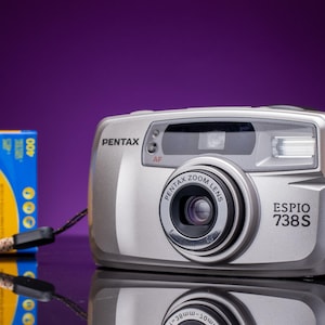 Pentax Espio 738S - Silver - 1990s Compact 35mm Point and Shoot Film Camera | Working Camera | Camera Collector Gift | Kodak film +Battery