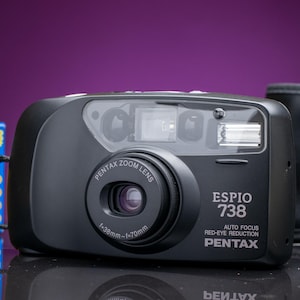 Pentax Espio 738 - BLACK - 1990s Compact 35mm Point and Shoot Film Camera | Working Camera | Camera Collector Gift | Kodak film +Battery